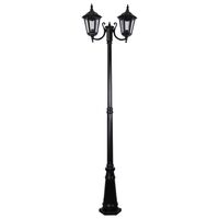 GT-1077 Chester Twin Head Curved Arm Tall Post Light - Powder Coated Finish / B22