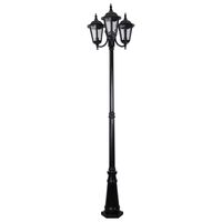 GT-1078 Chester Triple Head Curved Arm Tall Post Light - Powder Coated Finish / B22