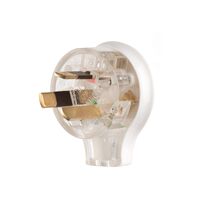 Side Entry Plug 10A | Rewireable | Flat Earth Pin | White Clear by Transco