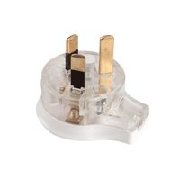 Side Entry Plug 10A | Rewireable | Flat Earth Pin | White Clear by Transco
