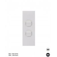 Vertical Architrave Switch 2 Gang | 10AX 16A 250V | Matt White by Trader