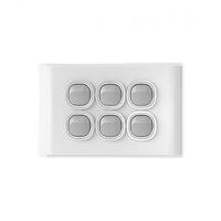 6 Gang Horizontal Switch | 16AX/20A | White Cover & Grid by Trader