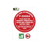 Extinguisher I.D Sign for F-500EA | UV-Protected PVC | Easy Attachment | 225mm x 190mm by Firebox