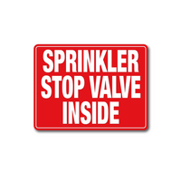 Stainless Steel Sprinkler Stop Valve Sign | Durable Material | Clear Visibility | Indoor Use by Firebox