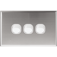 Slim Three Gang Switch Cover | Durable Stainless Steel | Sleek Silver Finish by Dexton