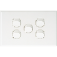 Slim Five Gang Switch Plate | Durable Design | Ideal for Residential & Commercial Use by Dexton