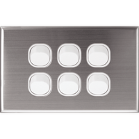 Slim Six Gang Switch Cover | Durable Stainless Steel | Sleek Silver Finish by Dexton