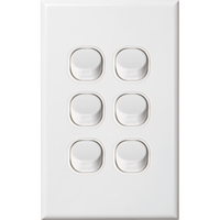 Standard Six Gang Switch | 16 Amps Rating | Slim Vertical Design | Indoor Use by Dexton