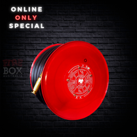 Hose Reel 36m x 19mm | Metal Red Powder Coated Drum | Stainless Steel Waterway | Wall Mounted by Firebox