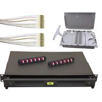 Sliding Fibre Enclosure Kit | 1RU | Includes Splice Cassette & 24 OM4 LC Connectors by Brand