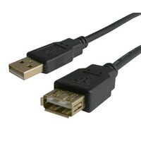 USB 2.0 Extension Cable A-A M-F | 1.8M Length | Black by Unbranded