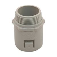 Fittings Adapter Screw to Corrugated PVC 32mm Grey