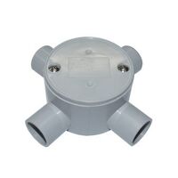 Shallow Junction Box 4-Way Entry 20mm Grey