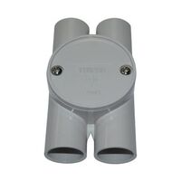 Shallow Junction Box Tangential H-Way Entry 25mm Grey