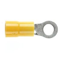 PRE-INSULATED RING TERMINAL (0.2-0.5MM CABLE) YELLOW 5MM STUD DOUBLE GRIP