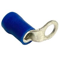 PRE-INSULATED RING TERMINAL (1.0-2.6MM CABLE) BLUE 4MM STUD 90 DEGREE DOUBLE GRIP