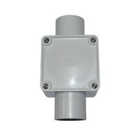 Square Junction Box 2-Way Entry 40mm Grey