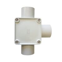Square Junction Box 3-Way Entry 40mm Grey