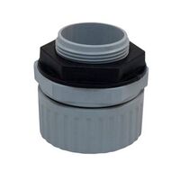 Straight Gland Fitting with Nylon Lock Ring 25mm Grey