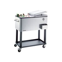Alfresco Cooler Cart 80L | Portable with Bottle Opener & Storage | 360° Wheels | Silver by GAF