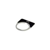 Pushbutton Legend Plate 1/2 Round | Black Field with White Lettering | CSA Certified by Eaton