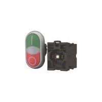 Double Actuator Push Button Switch | 85-264V AC | NC & NO Contacts | White LED by Eaton