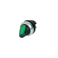 Illuminated Selector Switch | 3-Position Momentary | Green Thumb-Grip Actuator | Titanium Bezel by Eaton