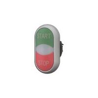 Double Actuator Pushbutton | Momentary Action | Green & Red Indicators | Titanium Bezel by Eaton