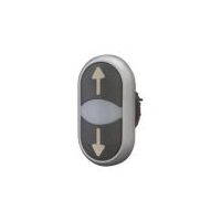 Double Actuator Push Button Switch | Momentary Action | White Lens & Black Body | RMQ-Titan by Eaton