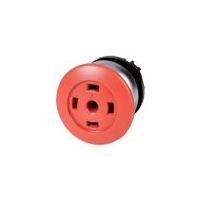 Mushroom Push Button Red Emergency Stop | Momentary Actuator | Titanium Bezel by Eaton