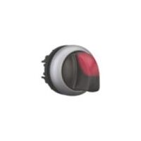 Illuminated Selector Switch | Maintained 3-Position | Red Actuator & Titanium Bezel by Eaton