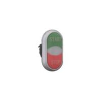 Double Actuator Pushbutton | Momentary Action | Green & Red Indicators | Titanium Bezel by Eaton
