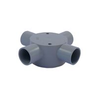 Four Way Shallow Junction Box | 25mm Conduit Fitting | Durable Plastic | Ideal for Limited Space by GTS