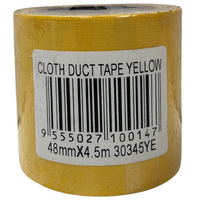 Cloth Tape Yellow 48mm | 4.5m Length | Strong Adhesion & Durable | Multi-Surface by CW Brands