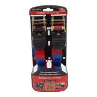 Ratchet Tie Down Straps 25mm x 4m | 650kg Load Rating | Weather-Resistant | 2 Pack by CW Brands
