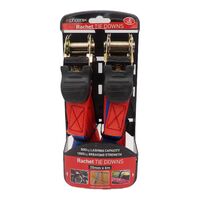 Ratchet Tie Down Straps 25mm x 6m | 650kg Load Rating | Durable & Weather-Resistant | 2 Pack by CW Brands