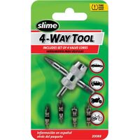 4-Way Valve Tool with 4 Replacement Cores | Valve Core Removal & Thread Tapping | Automotive & A.C. Compatible by CW Brands