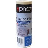 Pre-Taped Masking Film 2700mm x 17m | Self Static Cling & Quality Adhesion | Indoor/Outdoor Use by CW Brands
