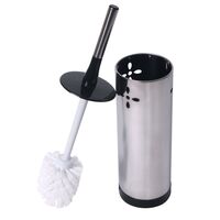 Stainless Steel Toilet Set | Durable Bristles | Hygienic Enclosed Holder | Stylish Design by CW Brands
