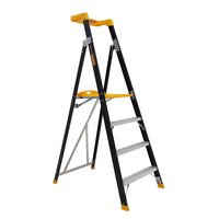Platform Ladder 4 Step | 1.14m Height | 150kg Load Capacity | Fibreglass with Tool Organiser by Gorilla Hartman