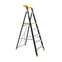 Platform Ladder 5 Step | 1.45m Height | 150kg Load Capacity | Fibreglass with Tool Organiser by Gorilla Hartman