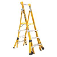 Adjustable Height Platform Ladder 2.1-2.4m | 150kg Load Capacity | Fibreglass Construction | Safety Handrail by Gorilla Hartman