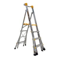 Adjustable Height Platform Ladder 1.2-1.8m | Heavy Duty Aluminium | 180kg Load Capacity | Safety Handrail by Gorilla Hartman
