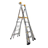 Adjustable Height Platform Ladder 1.5-2.4m | Heavy Duty 180kg Capacity | Aluminum Construction | Safety Handrail by Gorilla Hartman