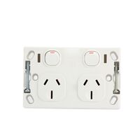 AVOL Power Point 2 Gang Double Pole | Left 10A, Right 15A | 250VAC | White | Horizontal