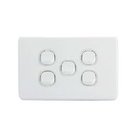 AVOL 5 Gang Light Switch 10A | White | Horizontal