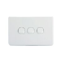 AVOL 3 Gang Light Switch 10A | White | Horizontal