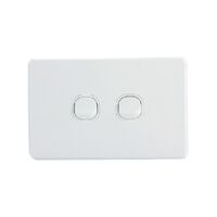 AVOL 2 Gang Light Switch 10A | White | Horizontal