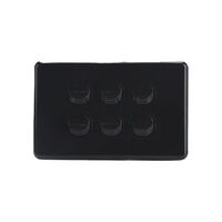 AVOL Power Point 6 Gang Single Pole | 250VAC 10A | Black | Horizontal
