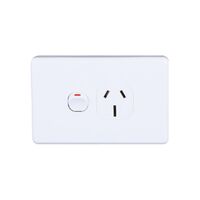 AVOL Power Point 1 Gang Double Pole | 250VAC 15A | White | Horizontal